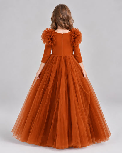 Burnt Orange Ball Gown Girls Formal Dresses Back