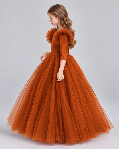 Burnt Orange Ball Gown Girls Formal Dresses Side