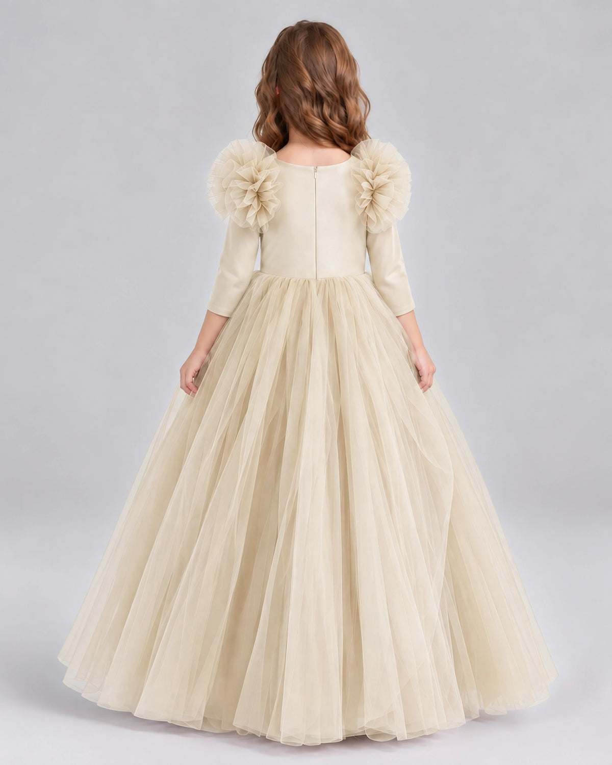 Champagne Ball Gown Girls Formal Dresses Back