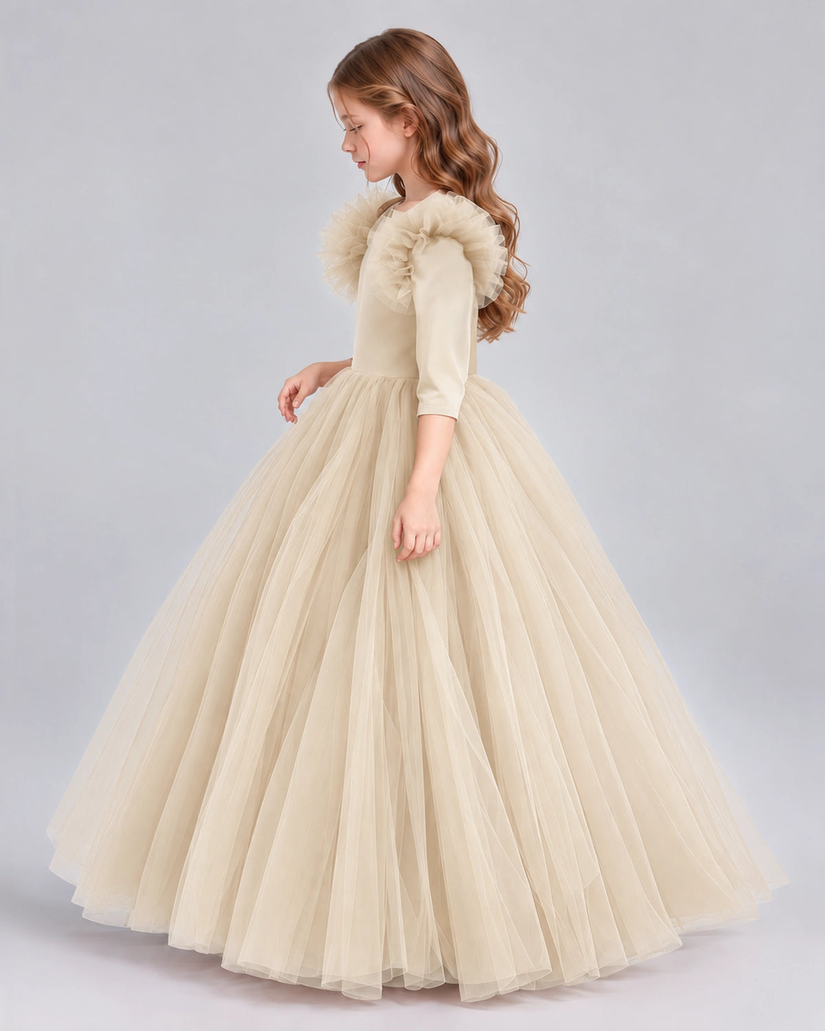 Champagne Ball Gown Girls Formal Dresses Side