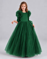 Dark Green Ball Gown Girls Formal Dresses Front