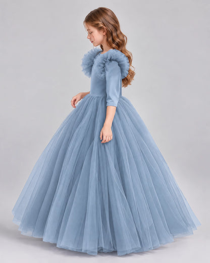 Dusty Blue Ball Gown Girls Formal Dresses Side