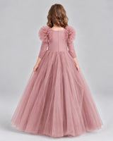 Blush Pink Ball Gown Girls Formal Dresses Back