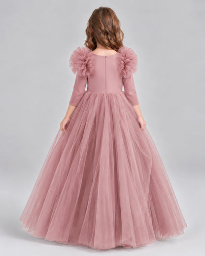 Blush Pink Ball Gown Girls Formal Dresses Back
