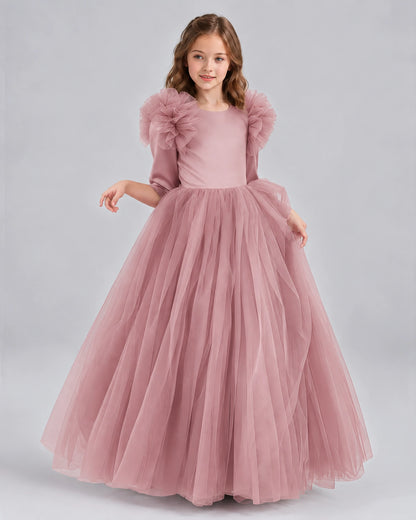 Blush Pink Ball Gown Girls Formal Dresses Front