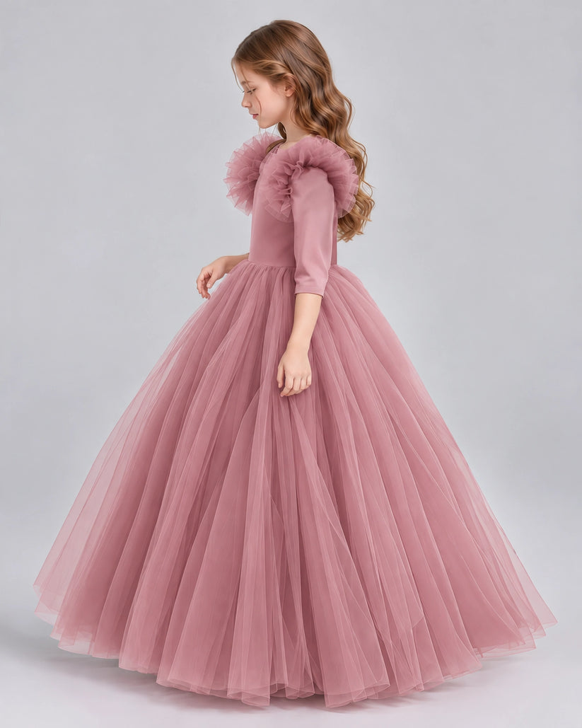 Blush Pink Ball Gown Girls Formal Dresses Side