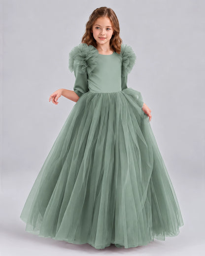 Eucalyptus Ball Gown Girls Formal Dresses Front