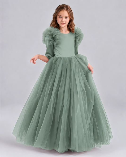 Eucalyptus Ball Gown Girls Formal Dresses Front
