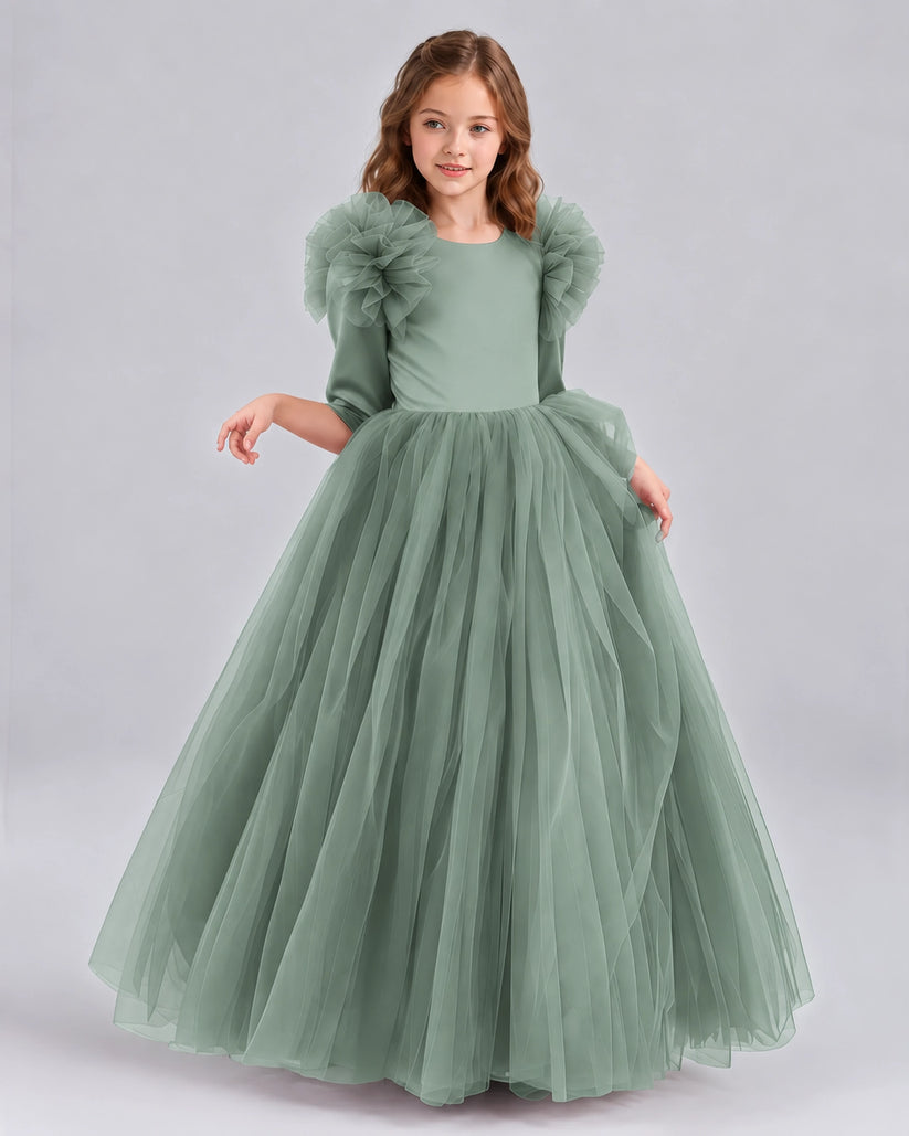 Eucalyptus Ball Gown Girls Formal Dresses Front