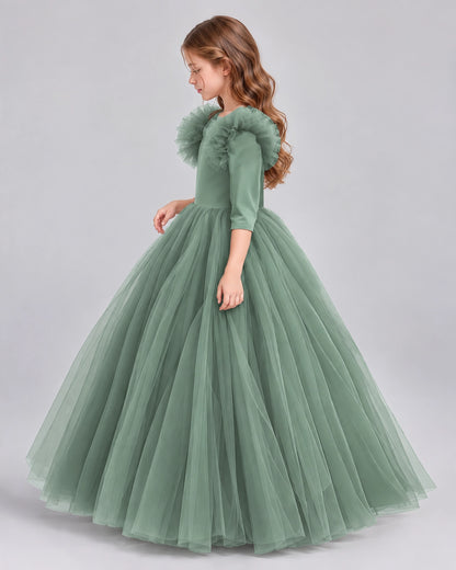 Eucalyptus Ball Gown Girls Formal Dresses Side