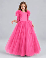 Hot Pink Ball Gown Girls Formal Dresses Front