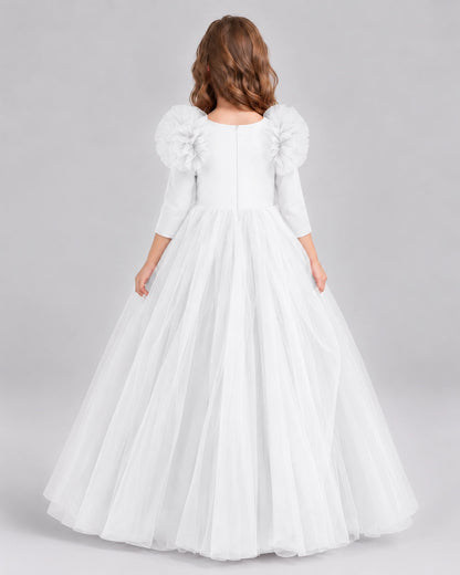 Ivory Ball Gown Girls Formal Dresses Back