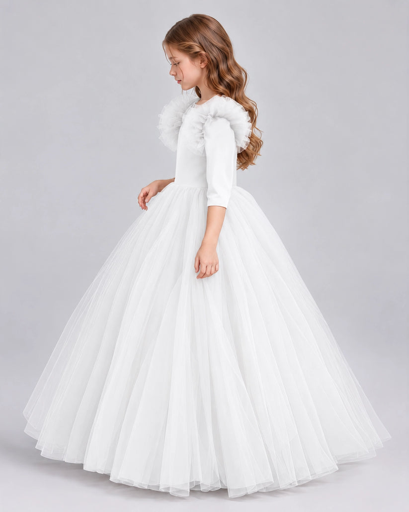 Ivory Ball Gown Girls Formal Dresses Side