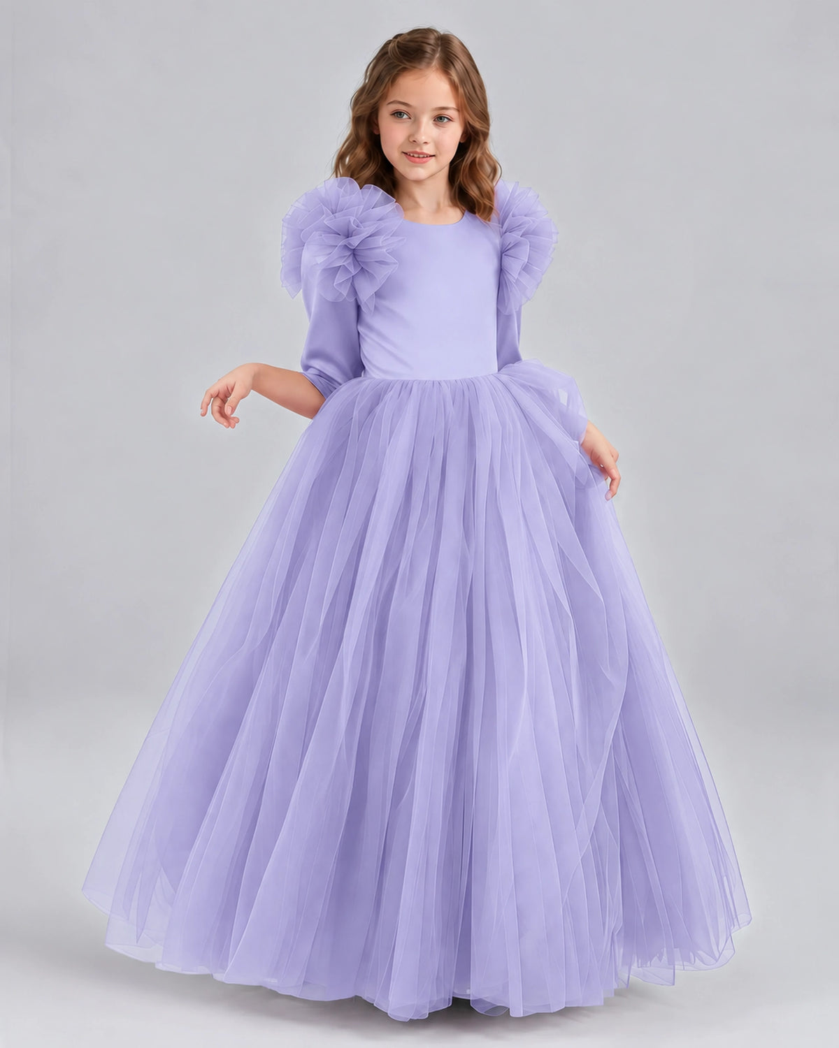 Lavender Ball Gown Girls Formal Dresses Front