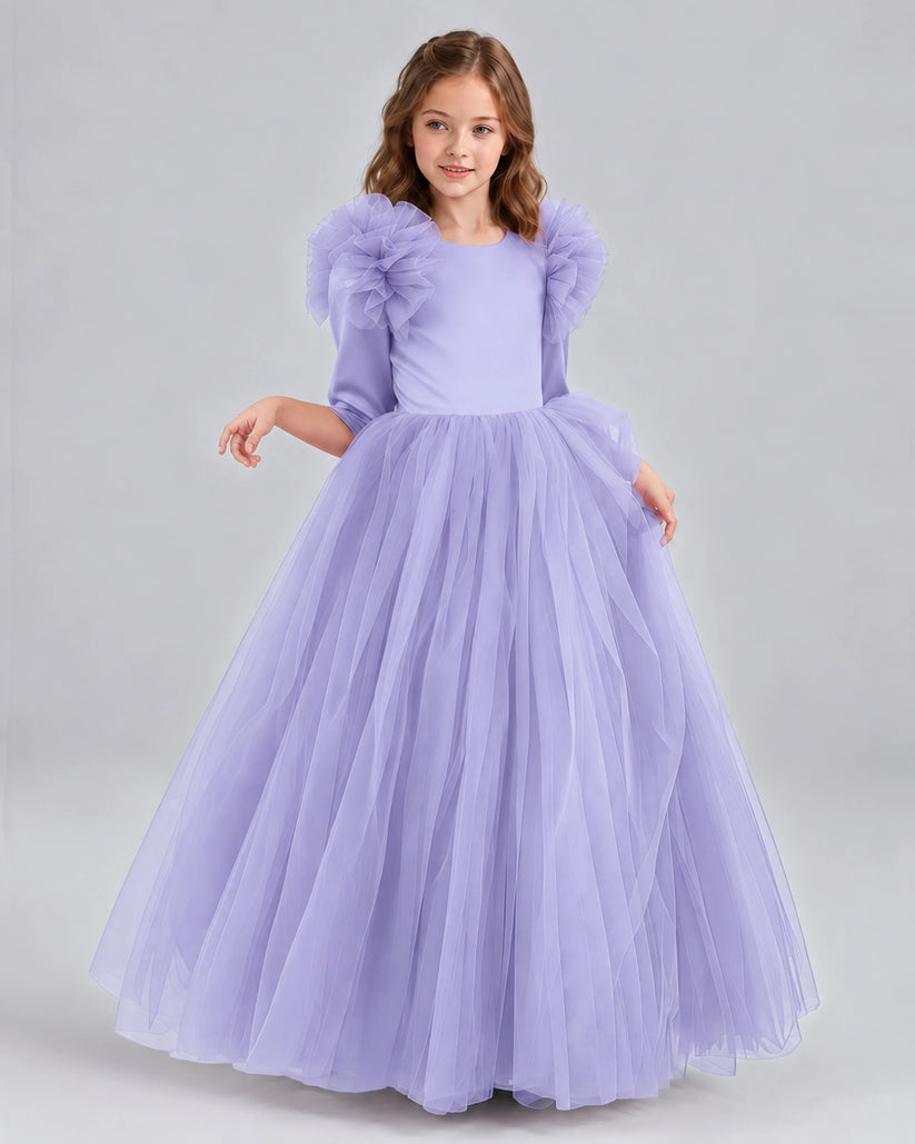 Lavender Ball Gown Girls Formal Dresses Front