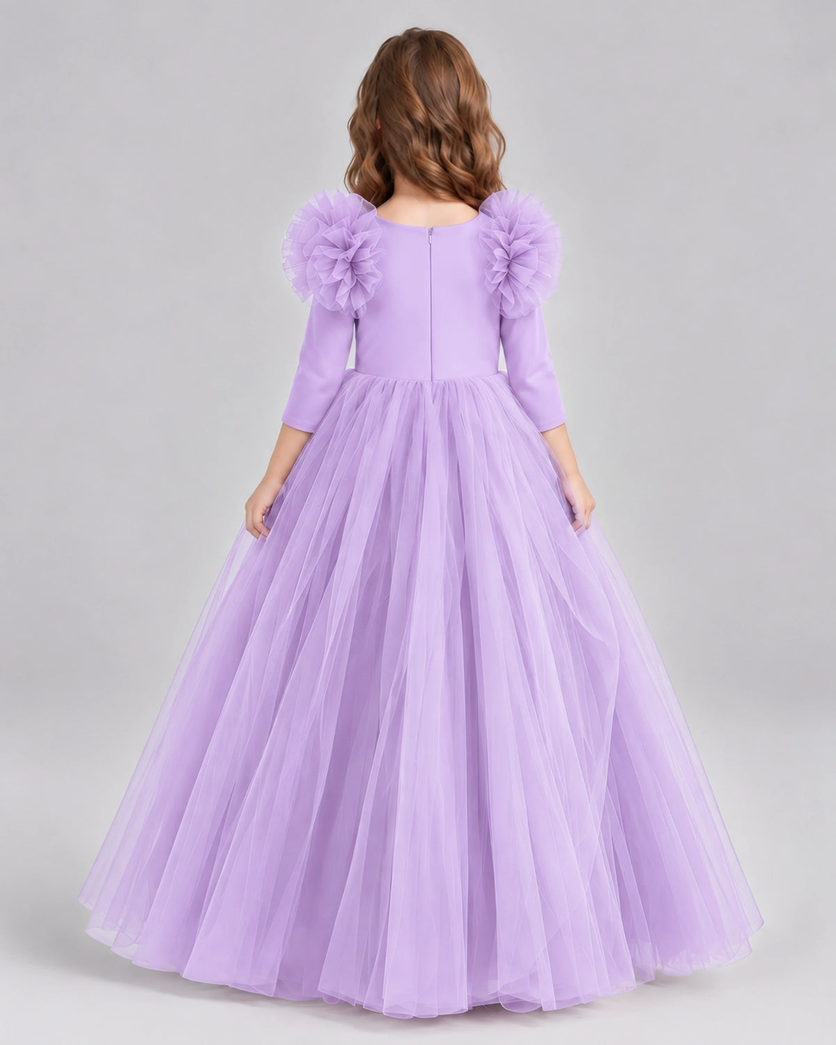 Lilac Ball Gown Girls Formal Dresses Back