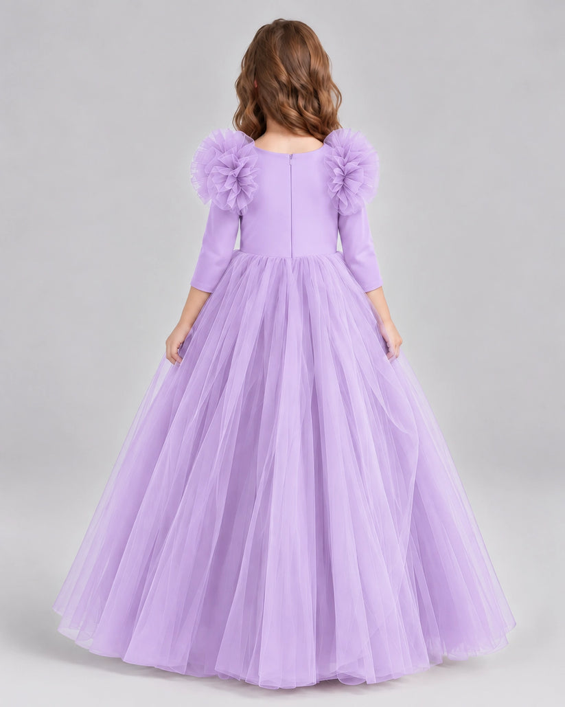 Lilac Ball Gown Girls Formal Dresses Back