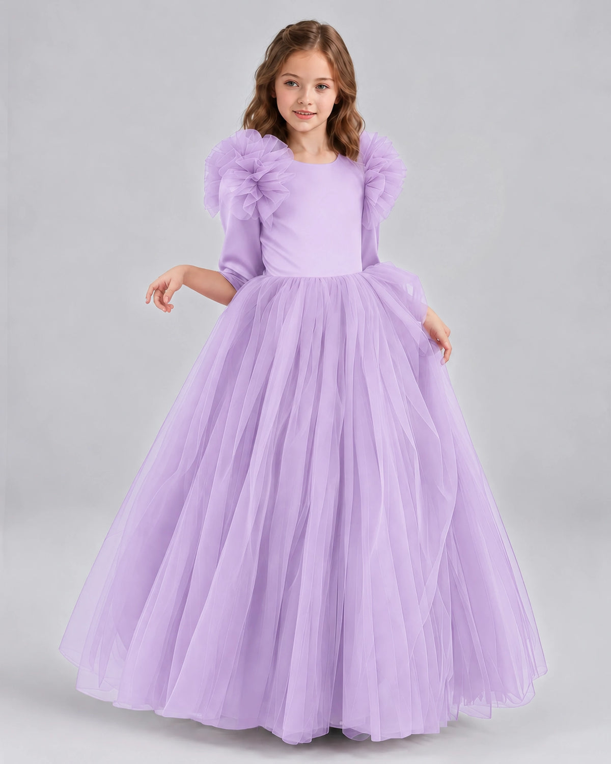 Lilac Ball Gown Girls Formal Dresses Front