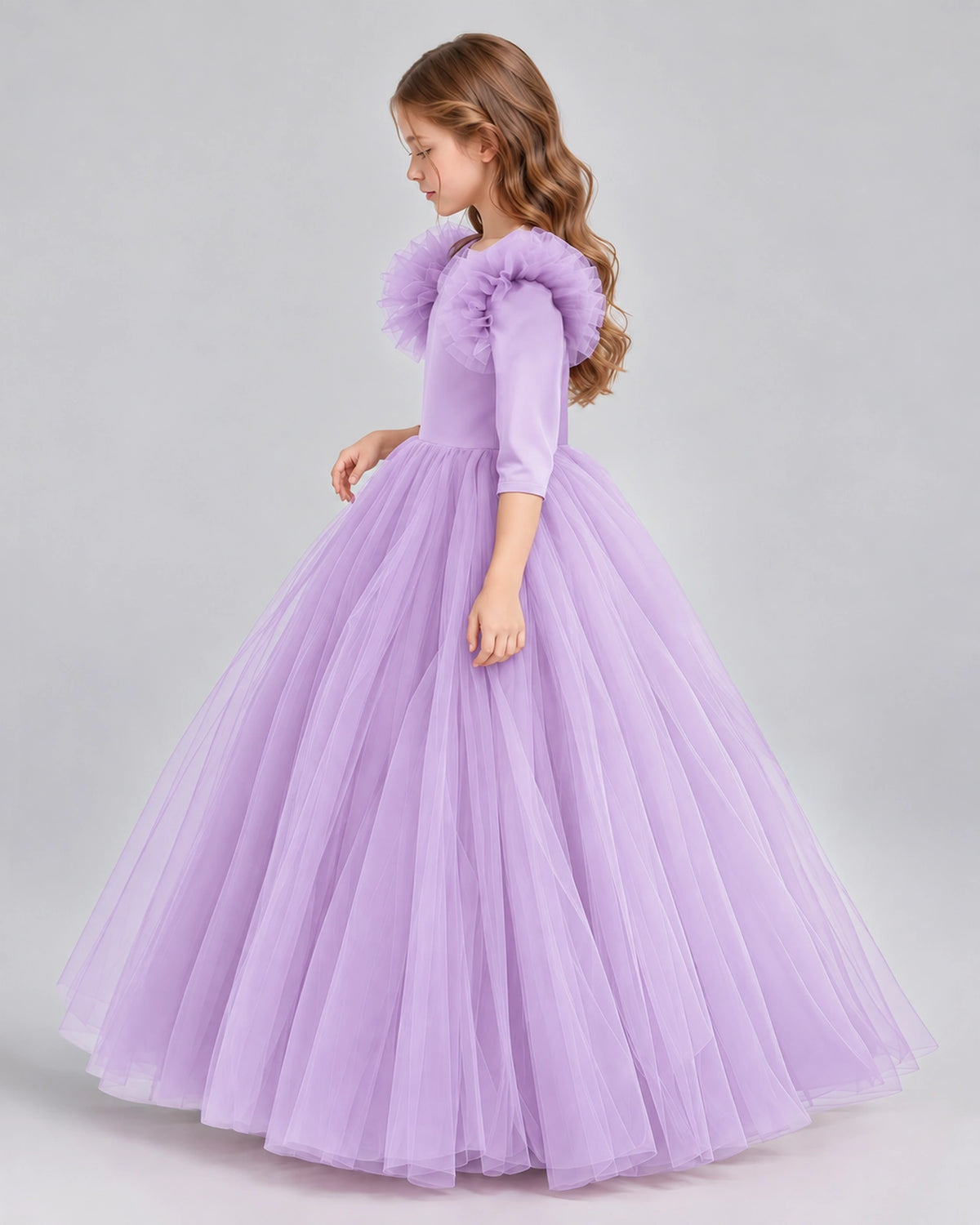 Lilac Ball Gown Girls Formal Dresses Side