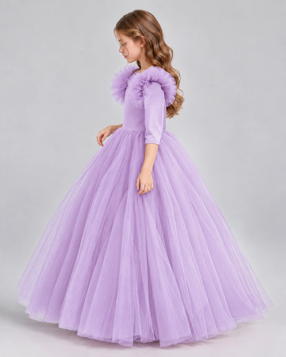 Lilac Ball Gown Girls Formal Dresses Side