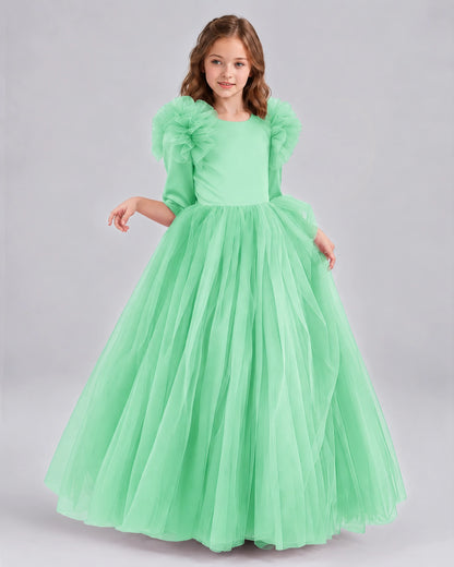 Mint Green Ball Gown Girls Formal Dresses Front
