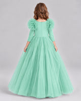Turquoise Ball Gown Girls Formal Dresses Back
