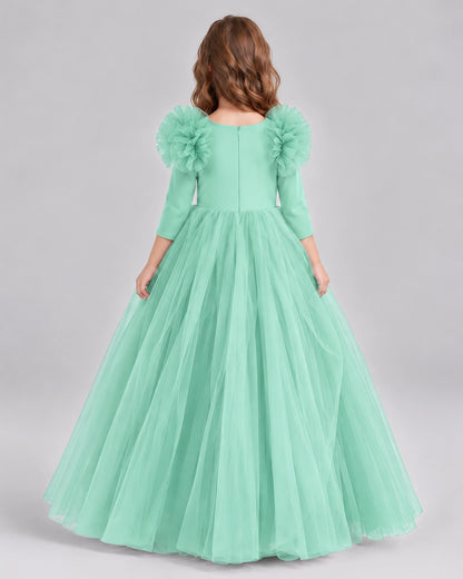 Turquoise Ball Gown Girls Formal Dresses Back