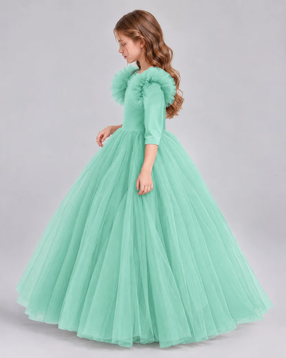 Turquoise Ball Gown Girls Formal Dresses Side