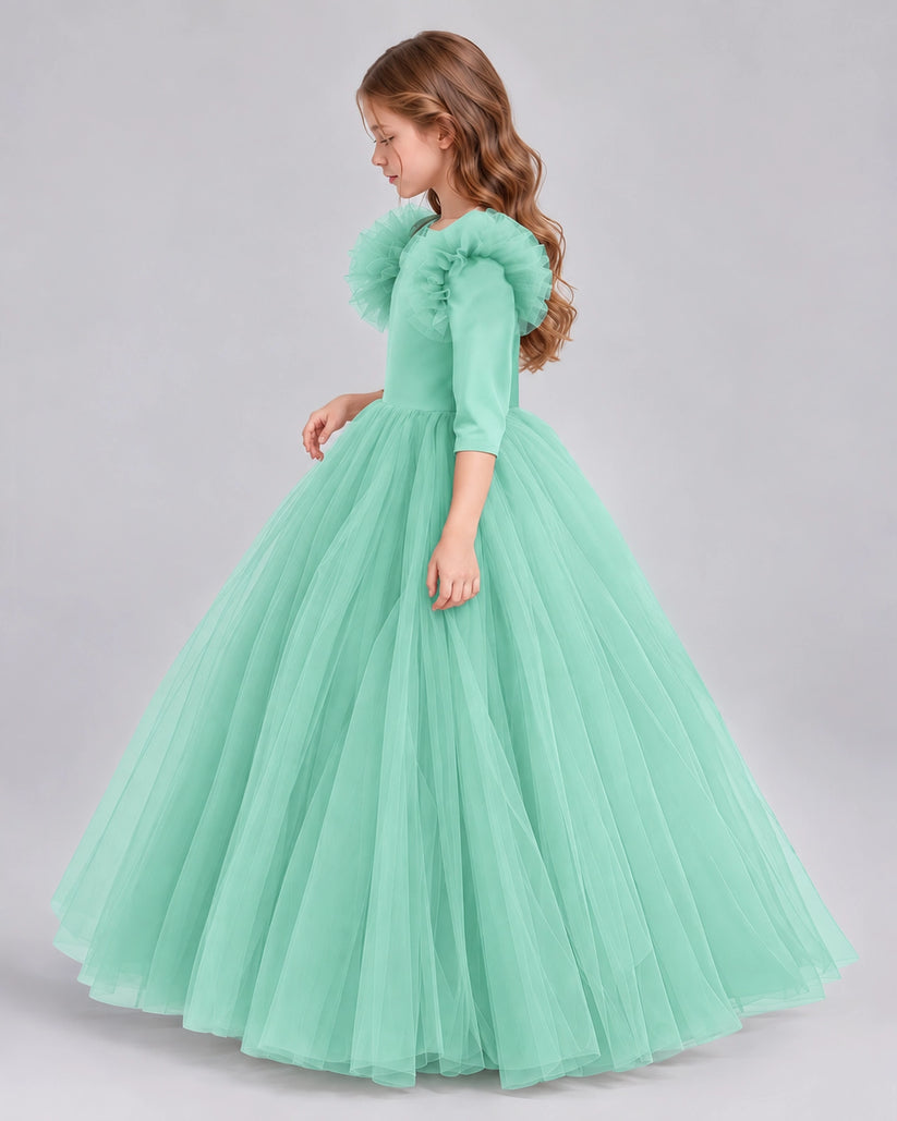 Turquoise Ball Gown Girls Formal Dresses Side