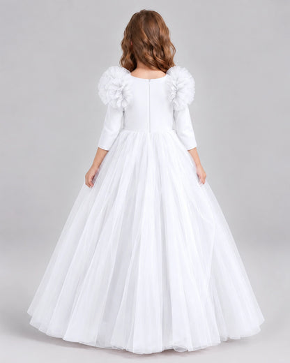 White Ball Gown Girls Formal Dresses Back