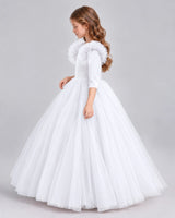 White Ball Gown Girls Formal Dresses Side