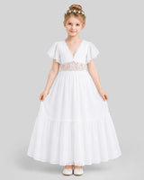 White A-line Flower Girl Dresses Front