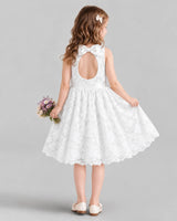 Ivory A-line Flower Girl Dresses Back