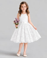 Ivory A-line Flower Girl Dresses Front