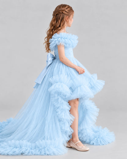 Baby Blue Ball Gown Girls Pageant Dresses Side