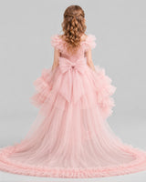 Blush Pink Ball Gown Girls Pageant Dresses Back
