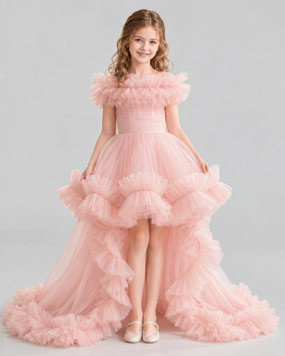 Blush Pink Ball Gown Girls Pageant Dresses Front