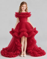 Burgundy Ball Gown Girls Pageant Dresses Front