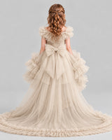 Champagne Ball Gown Girls Pageant Dresses Back