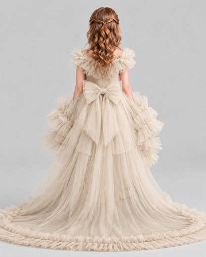 Champagne Ball Gown Girls Pageant Dresses Back