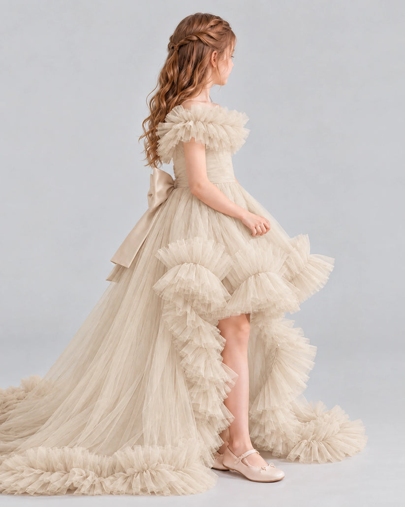 Champagne Ball Gown Girls Pageant Dresses Side