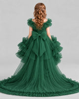 Dark Green Ball Gown Girls Pageant Dresses Back