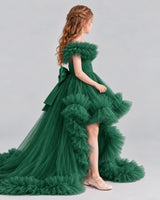 Dark Green Ball Gown Girls Pageant Dresses Side