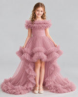 Dusty Rose Ball Gown Girls Pageant Dresses Front
