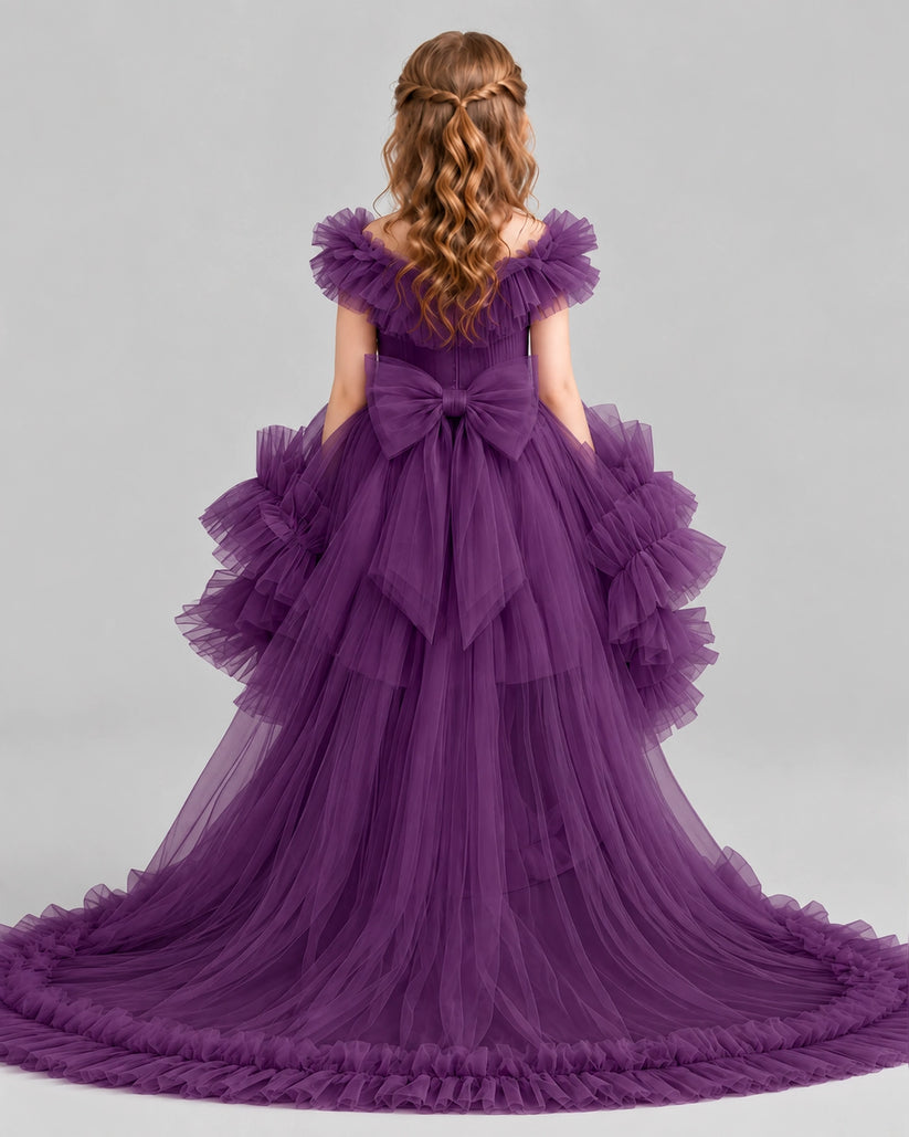 Grape Ball Gown Girls Pageant Dresses Back