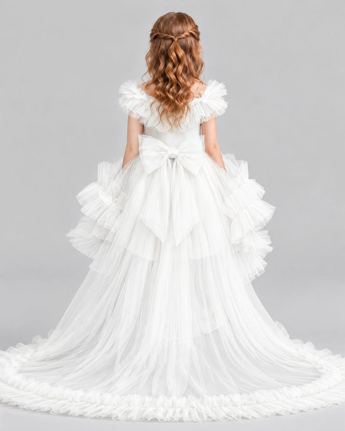 Ivory Ball Gown Girls Pageant Dresses Back