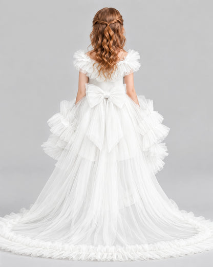 Ivory Ball Gown Girls Pageant Dresses Back