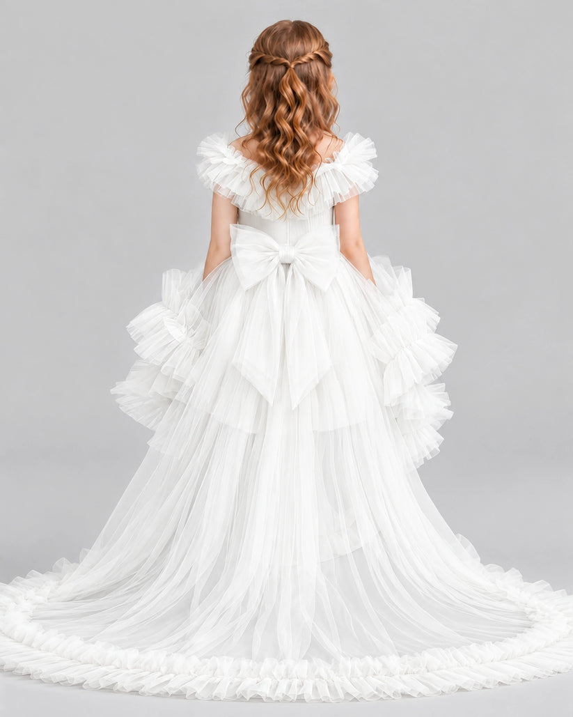 Ivory Ball Gown Girls Pageant Dresses Back