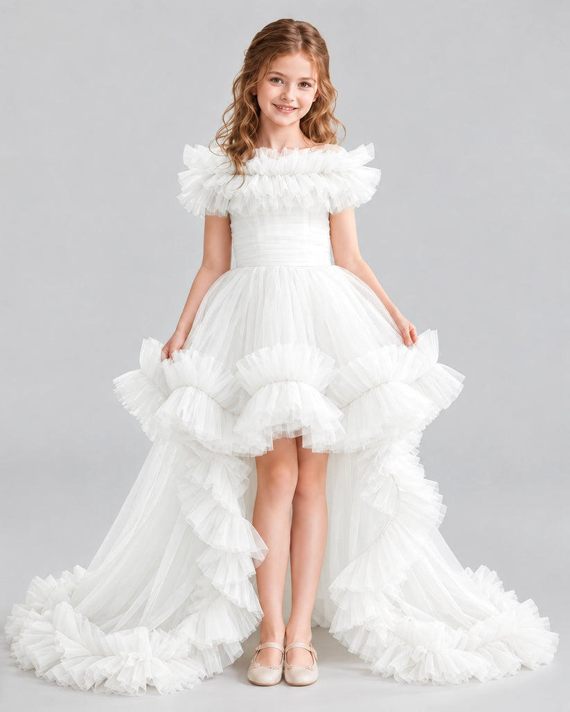Ivory Ball Gown Girls Pageant Dresses Front