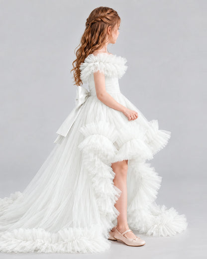Ivory Ball Gown Girls Pageant Dresses Side